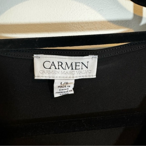 Carmen Marc Valvo Black Drape Front Sleeveless Zipper Shoulder New NWT Large - Picture 10 of 10